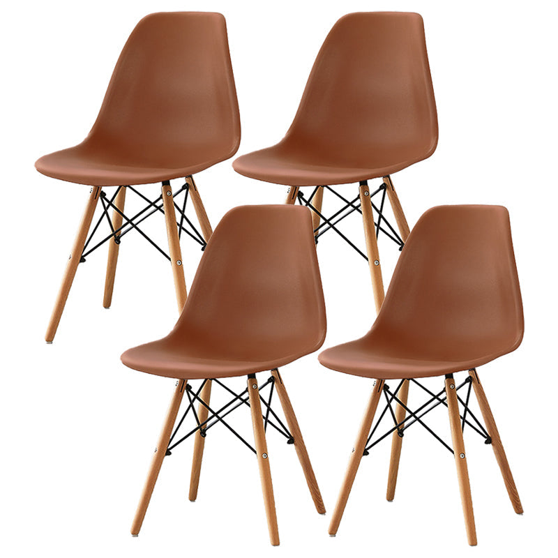 Scandinavian Wood Armless Chair Kitchen Room Solid Back Chair Coffee Set of 4 Clearhalo 'Dining Chairs' 'Dining Tables & Seating' 'dining_chair' 'Furniture' 'furniture_dining_chair' 'Kitchen & Dining Furniture' 5043870
