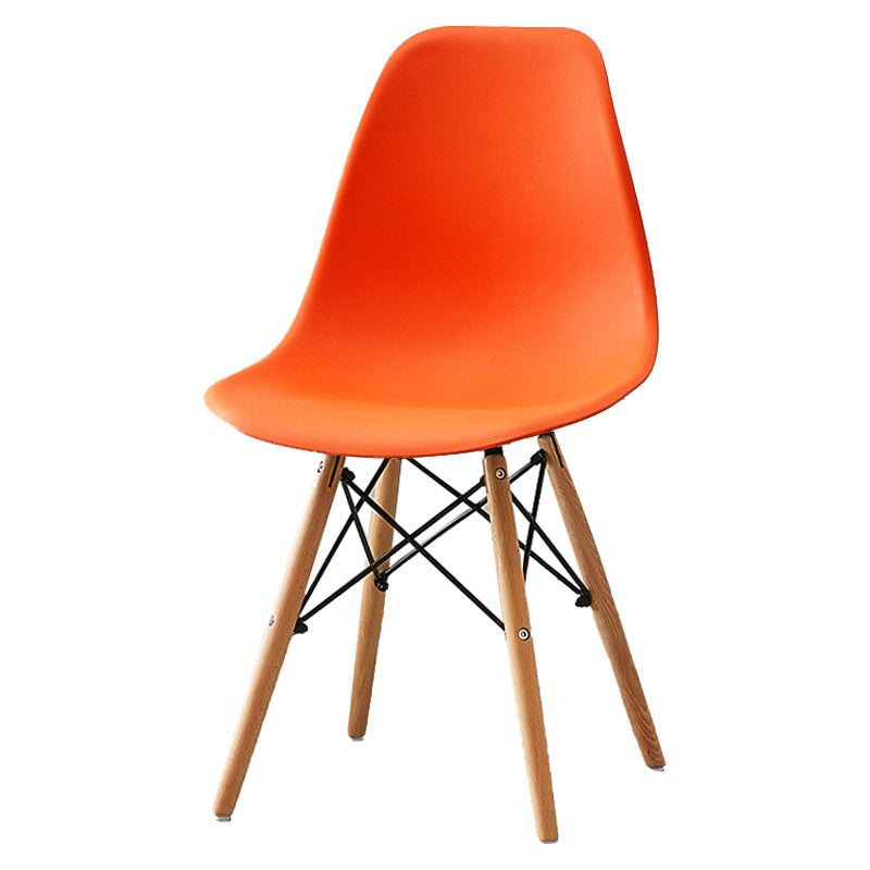 Scandinavian Wood Armless Chair Kitchen Room Solid Back Chair Orange-Red 1 Piece Clearhalo 'Dining Chairs' 'Dining Tables & Seating' 'dining_chair' 'Furniture' 'furniture_dining_chair' 'Kitchen & Dining Furniture' 5043871
