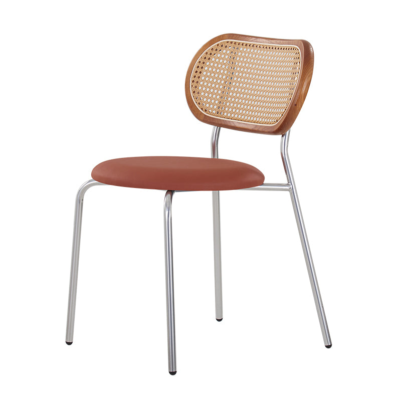 PU Leather Armless Dining Chair Contemporary Cane Back Dining Chair Brown 1 Piece Clearhalo 'Dining Chairs' 'Dining Tables & Seating' 'dining_chair' 'furn' 'furn_dining_chair' 'Furniture' 'furniture_dining_chair' 'Kitchen & Dining Furniture' 5043902