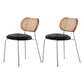 PU Leather Armless Dining Chair Contemporary Cane Back Dining Chair Black-Brown 2 Piece Set Clearhalo 'Dining Chairs' 'Dining Tables & Seating' 'dining_chair' 'furn' 'furn_dining_chair' 'Furniture' 'furniture_dining_chair' 'Kitchen & Dining Furniture' 5043909