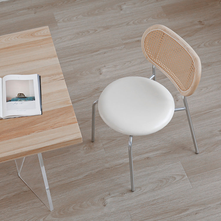 PU Leather Armless Dining Chair Contemporary Cane Back Dining Chair Clearhalo 'Dining Chairs' 'Dining Tables & Seating' 'dining_chair' 'furn' 'furn_dining_chair' 'Furniture' 'furniture_dining_chair' 'Kitchen & Dining Furniture' 5043916