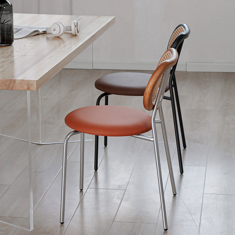 PU Leather Armless Dining Chair Contemporary Cane Back Dining Chair Clearhalo 'Dining Chairs' 'Dining Tables & Seating' 'dining_chair' 'furn' 'furn_dining_chair' 'Furniture' 'furniture_dining_chair' 'Kitchen & Dining Furniture' 5043920