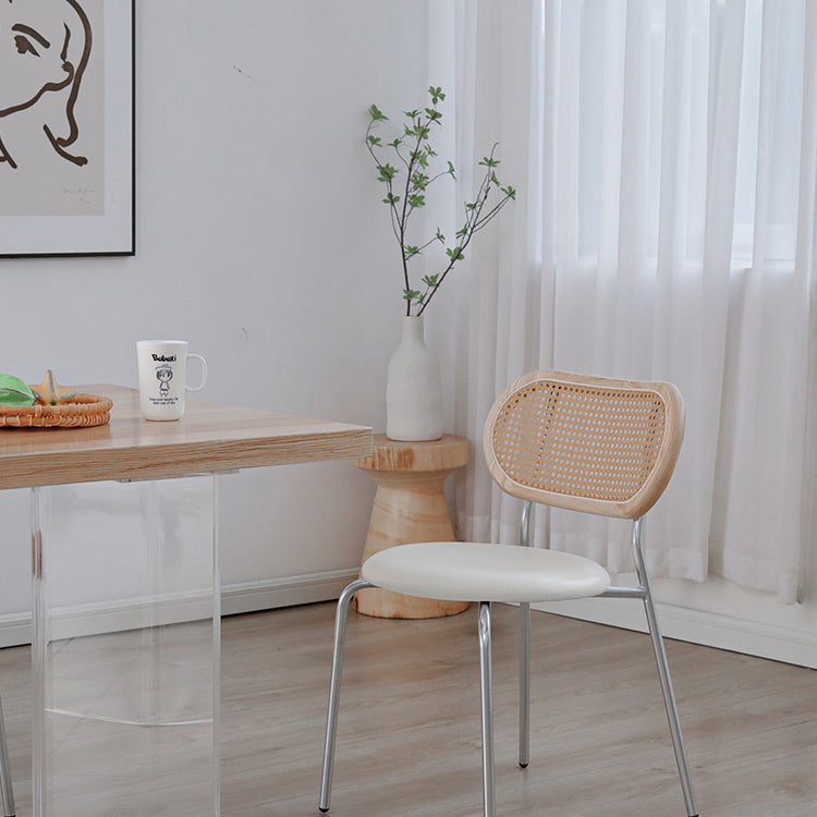 PU Leather Armless Dining Chair Contemporary Cane Back Dining Chair Clearhalo 'Dining Chairs' 'Dining Tables & Seating' 'dining_chair' 'furn' 'furn_dining_chair' 'Furniture' 'furniture_dining_chair' 'Kitchen & Dining Furniture' 5043924