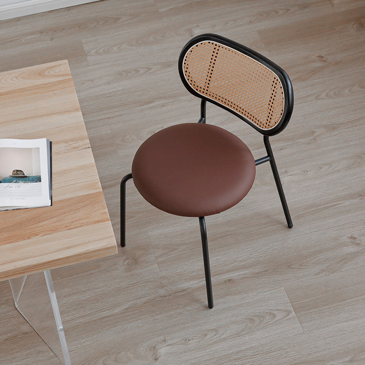 PU Leather Armless Dining Chair Contemporary Cane Back Dining Chair Clearhalo 'Dining Chairs' 'Dining Tables & Seating' 'dining_chair' 'furn' 'furn_dining_chair' 'Furniture' 'furniture_dining_chair' 'Kitchen & Dining Furniture' 5043926