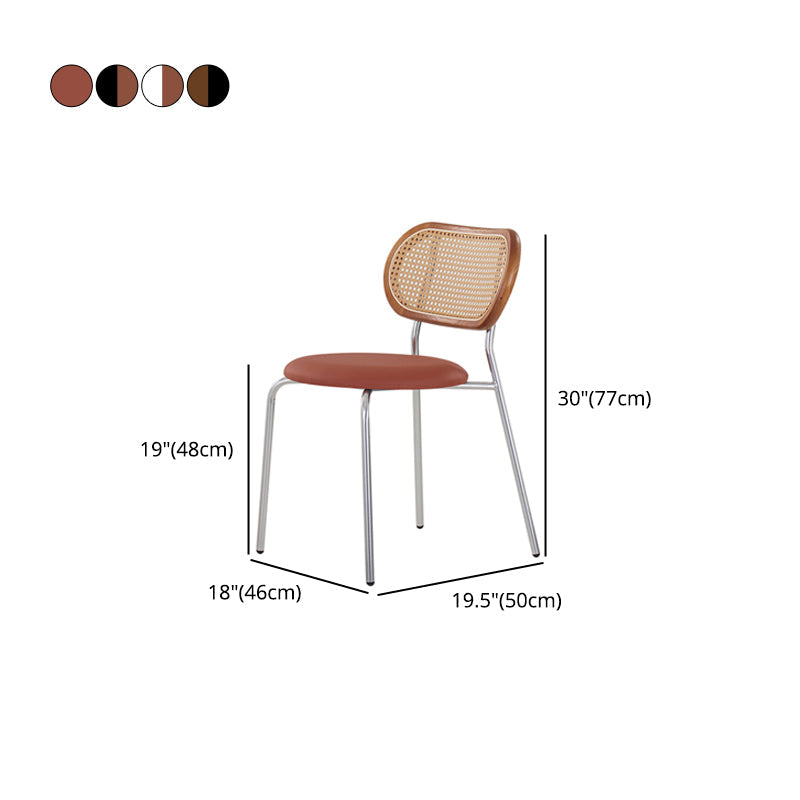 PU Leather Armless Dining Chair Contemporary Cane Back Dining Chair Clearhalo 'Dining Chairs' 'Dining Tables & Seating' 'dining_chair' 'furn' 'furn_dining_chair' 'Furniture' 'furniture_dining_chair' 'Kitchen & Dining Furniture' 5043928