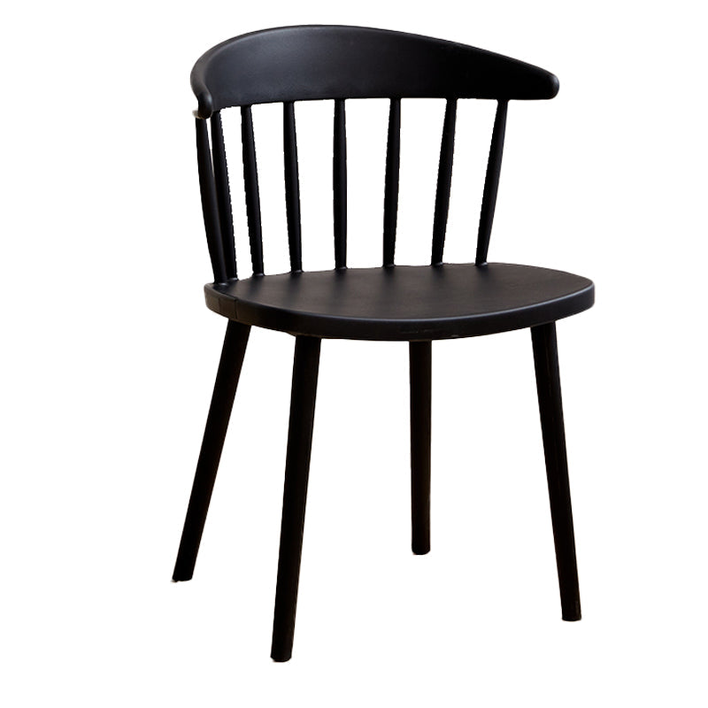 Scandinavian Plastic Armless Chair Windsor Back Restaurant Chair Black 1 Piece Clearhalo 'Dining Chairs' 'Dining Tables & Seating' 'dining_chair' 'furn' 'furn_dining_chair' 'Furniture' 'furniture_dining_chair' 'Kitchen & Dining Furniture' 5043930