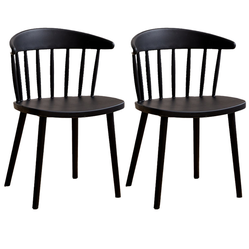 Scandinavian Plastic Armless Chair Windsor Back Restaurant Chair Black 2 Piece Set Clearhalo 'Dining Chairs' 'Dining Tables & Seating' 'dining_chair' 'furn' 'furn_dining_chair' 'Furniture' 'furniture_dining_chair' 'Kitchen & Dining Furniture' 5043932