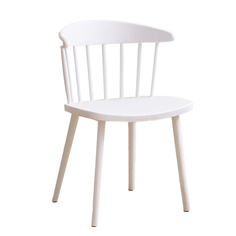 Scandinavian Plastic Armless Chair Windsor Back Restaurant Chair White 1 Piece Clearhalo 'Dining Chairs' 'Dining Tables & Seating' 'dining_chair' 'furn' 'furn_dining_chair' 'Furniture' 'furniture_dining_chair' 'Kitchen & Dining Furniture' 5043936