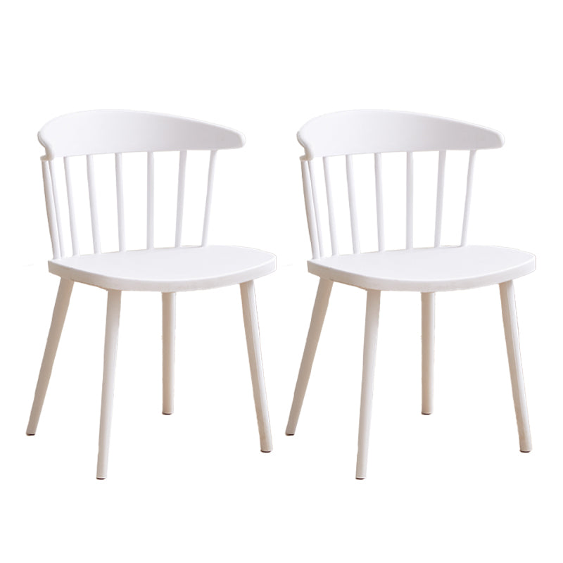 Scandinavian Plastic Armless Chair Windsor Back Restaurant Chair White 2 Piece Set Clearhalo 'Dining Chairs' 'Dining Tables & Seating' 'dining_chair' 'furn' 'furn_dining_chair' 'Furniture' 'furniture_dining_chair' 'Kitchen & Dining Furniture' 5043938