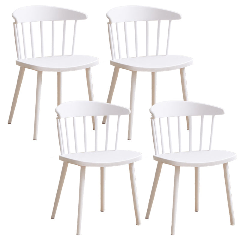 Scandinavian Plastic Armless Chair Windsor Back Restaurant Chair White 4 Piece Set Clearhalo 'Dining Chairs' 'Dining Tables & Seating' 'dining_chair' 'furn' 'furn_dining_chair' 'Furniture' 'furniture_dining_chair' 'Kitchen & Dining Furniture' 5043940
