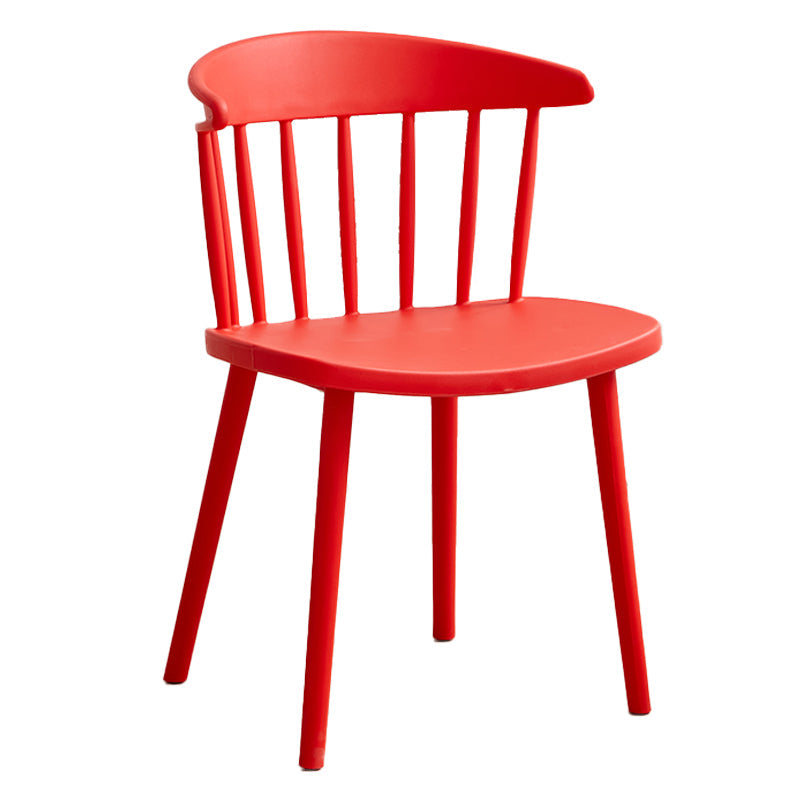 Scandinavian Plastic Armless Chair Windsor Back Restaurant Chair Red 1 Piece Clearhalo 'Dining Chairs' 'Dining Tables & Seating' 'dining_chair' 'furn' 'furn_dining_chair' 'Furniture' 'furniture_dining_chair' 'Kitchen & Dining Furniture' 5043942