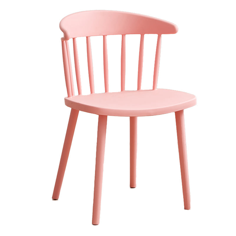 Scandinavian Plastic Armless Chair Windsor Back Restaurant Chair Pink 1 Piece Clearhalo 'Dining Chairs' 'Dining Tables & Seating' 'dining_chair' 'furn' 'furn_dining_chair' 'Furniture' 'furniture_dining_chair' 'Kitchen & Dining Furniture' 5043948