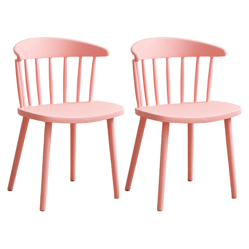 Scandinavian Plastic Armless Chair Windsor Back Restaurant Chair Pink 2 Piece Set Clearhalo 'Dining Chairs' 'Dining Tables & Seating' 'dining_chair' 'furn' 'furn_dining_chair' 'Furniture' 'furniture_dining_chair' 'Kitchen & Dining Furniture' 5043949