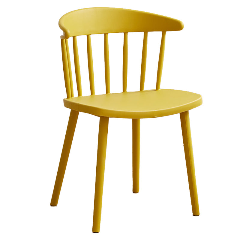 Scandinavian Plastic Armless Chair Windsor Back Restaurant Chair Yellow 1 Piece Clearhalo 'Dining Chairs' 'Dining Tables & Seating' 'dining_chair' 'furn' 'furn_dining_chair' 'Furniture' 'furniture_dining_chair' 'Kitchen & Dining Furniture' 5043954