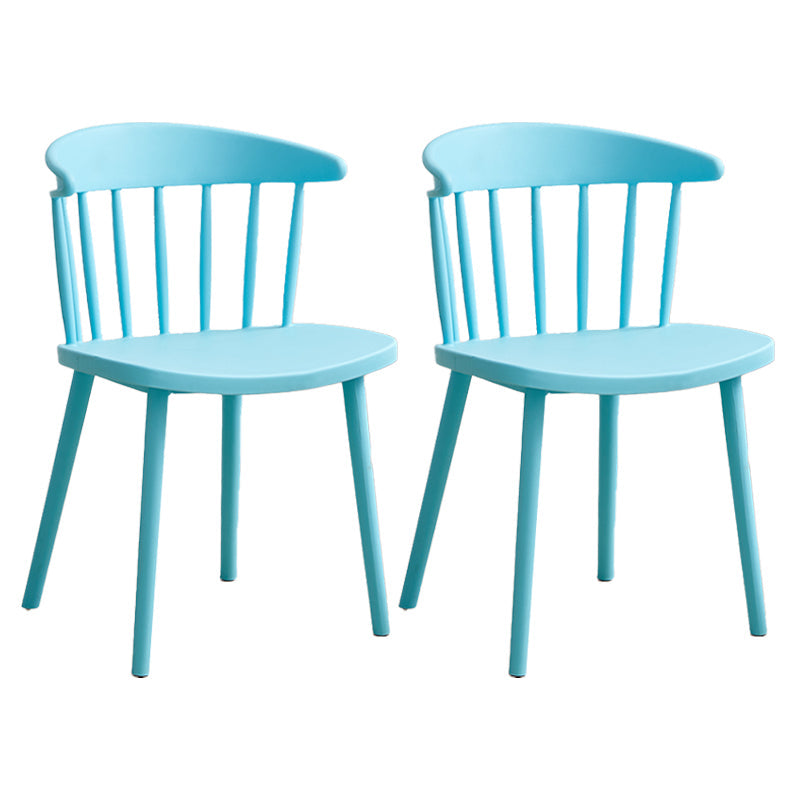 Scandinavian Plastic Armless Chair Windsor Back Restaurant Chair Green 2 Piece Set Clearhalo 'Dining Chairs' 'Dining Tables & Seating' 'dining_chair' 'furn' 'furn_dining_chair' 'Furniture' 'furniture_dining_chair' 'Kitchen & Dining Furniture' 5043960