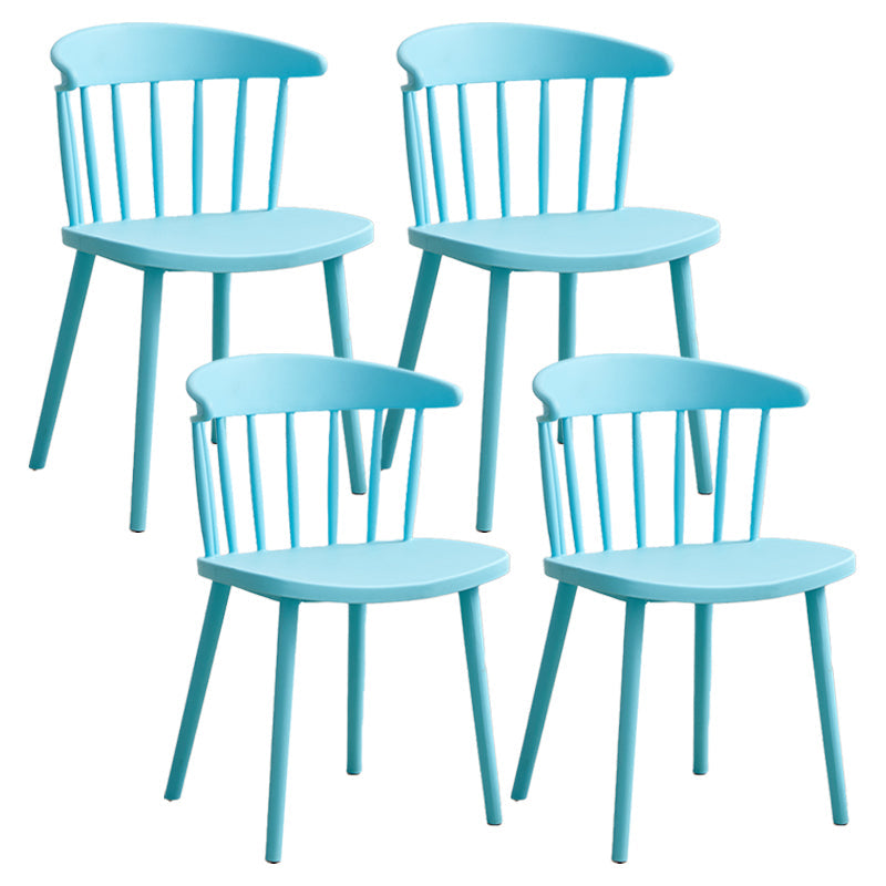 Scandinavian Plastic Armless Chair Windsor Back Restaurant Chair Green 4 Piece Set Clearhalo 'Dining Chairs' 'Dining Tables & Seating' 'dining_chair' 'furn' 'furn_dining_chair' 'Furniture' 'furniture_dining_chair' 'Kitchen & Dining Furniture' 5043961