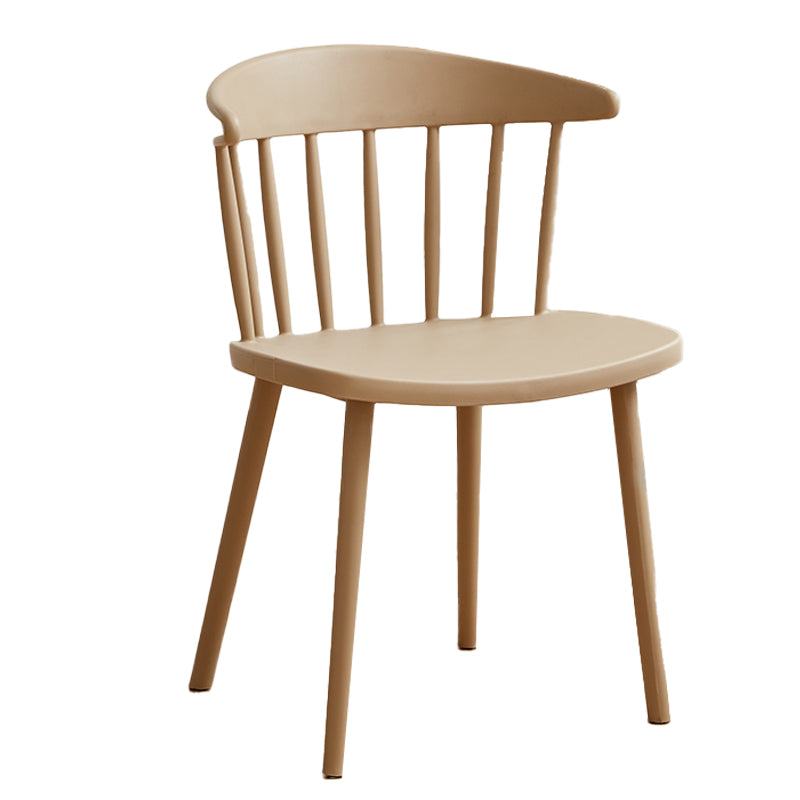 Scandinavian Plastic Armless Chair Windsor Back Restaurant Chair Khaki 1 Piece Clearhalo 'Dining Chairs' 'Dining Tables & Seating' 'dining_chair' 'furn' 'furn_dining_chair' 'Furniture' 'furniture_dining_chair' 'Kitchen & Dining Furniture' 5043962