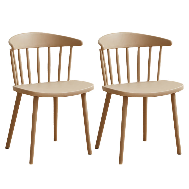 Scandinavian Plastic Armless Chair Windsor Back Restaurant Chair Khaki 2 Piece Set Clearhalo 'Dining Chairs' 'Dining Tables & Seating' 'dining_chair' 'furn' 'furn_dining_chair' 'Furniture' 'furniture_dining_chair' 'Kitchen & Dining Furniture' 5043963
