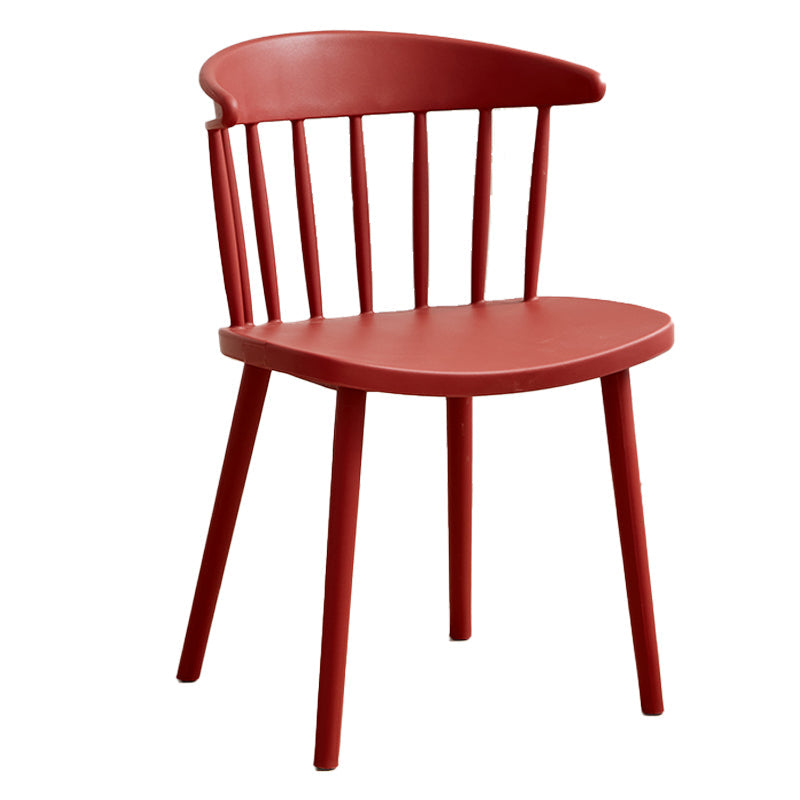 Scandinavian Plastic Armless Chair Windsor Back Restaurant Chair Burgundy 1 Piece Clearhalo 'Dining Chairs' 'Dining Tables & Seating' 'dining_chair' 'furn' 'furn_dining_chair' 'Furniture' 'furniture_dining_chair' 'Kitchen & Dining Furniture' 5043965