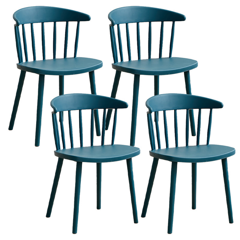 Scandinavian Plastic Armless Chair Windsor Back Restaurant Chair Gray-Blue 4 Piece Set Clearhalo 'Dining Chairs' 'Dining Tables & Seating' 'dining_chair' 'furn' 'furn_dining_chair' 'Furniture' 'furniture_dining_chair' 'Kitchen & Dining Furniture' 5043970