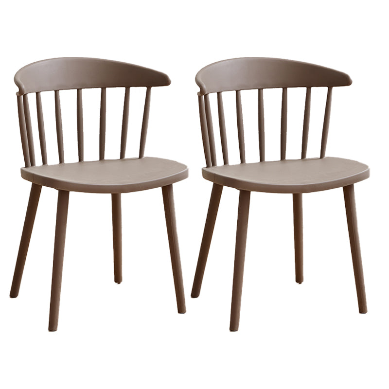 Scandinavian Plastic Armless Chair Windsor Back Restaurant Chair Dark Brown 2 Piece Set Clearhalo 'Dining Chairs' 'Dining Tables & Seating' 'dining_chair' 'furn' 'furn_dining_chair' 'Furniture' 'furniture_dining_chair' 'Kitchen & Dining Furniture' 5043972