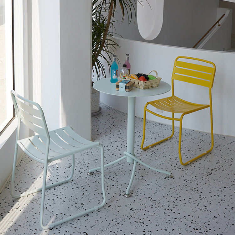 Glam Style Metal Side Chair Ladder Back Dining Chair for Patio Clearhalo 'Dining Chairs' 'Dining Tables & Seating' 'dining_chair' 'furn' 'furn_dining_chair' 'Furniture' 'furniture_dining_chair' 'Kitchen & Dining Furniture' 5043979