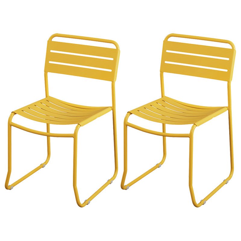 Glam Style Metal Side Chair Ladder Back Dining Chair for Patio Yellow 2 Piece Set Clearhalo 'Dining Chairs' 'Dining Tables & Seating' 'dining_chair' 'furn' 'furn_dining_chair' 'Furniture' 'furniture_dining_chair' 'Kitchen & Dining Furniture' 5043983