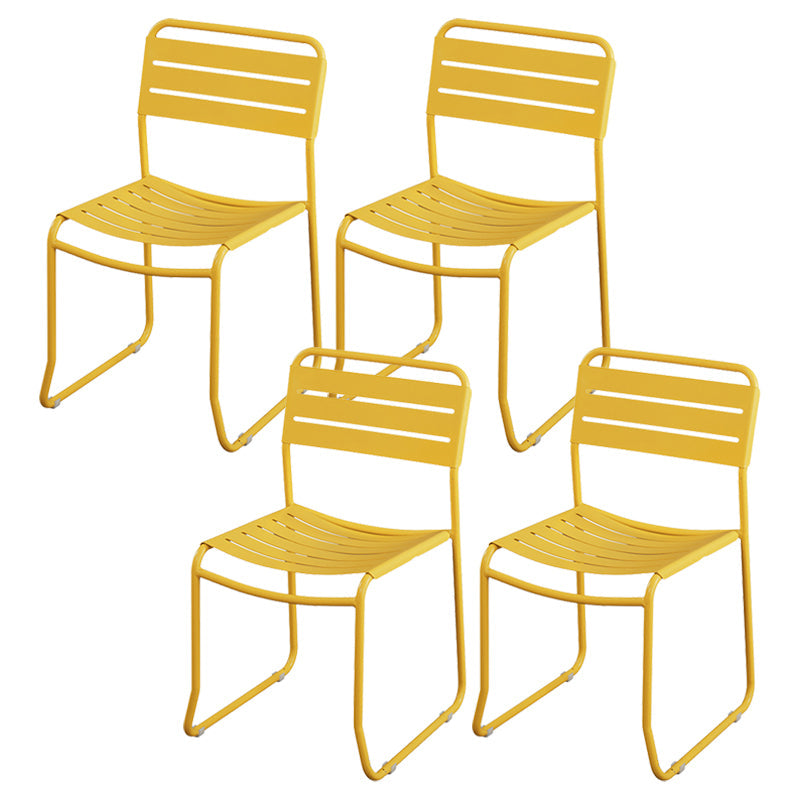 Glam Style Metal Side Chair Ladder Back Dining Chair for Patio Yellow 4 Piece Set Clearhalo 'Dining Chairs' 'Dining Tables & Seating' 'dining_chair' 'furn' 'furn_dining_chair' 'Furniture' 'furniture_dining_chair' 'Kitchen & Dining Furniture' 5043986