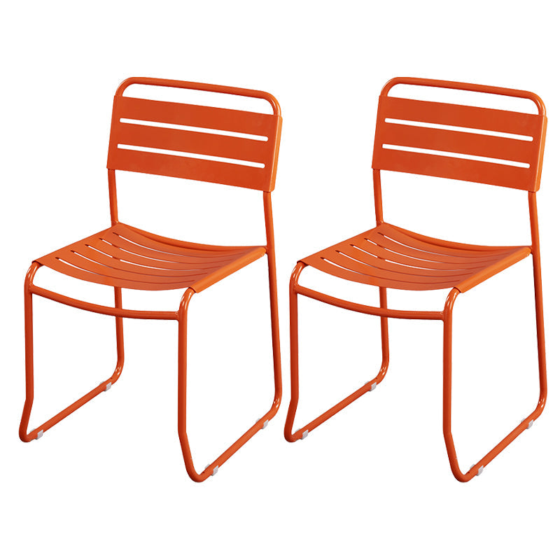 Glam Style Metal Side Chair Ladder Back Dining Chair for Patio Orange 2 Piece Set Clearhalo 'Dining Chairs' 'Dining Tables & Seating' 'dining_chair' 'furn' 'furn_dining_chair' 'Furniture' 'furniture_dining_chair' 'Kitchen & Dining Furniture' 5043990