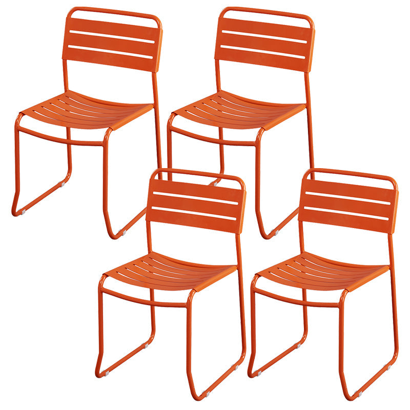 Glam Style Metal Side Chair Ladder Back Dining Chair for Patio Orange 4 Piece Set Clearhalo 'Dining Chairs' 'Dining Tables & Seating' 'dining_chair' 'furn' 'furn_dining_chair' 'Furniture' 'furniture_dining_chair' 'Kitchen & Dining Furniture' 5043992