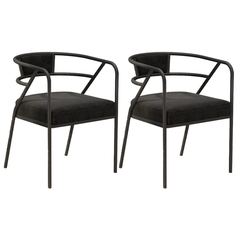 Glam Style Dining Chair Open Back Indoor Side Chair (Set of 2) Matte Black 2 Piece Set Black Clearhalo 'Dining Chairs' 'Dining Tables & Seating' 'dining_chair' 'furn' 'furn_dining_chair' 'Furniture' 'furniture_dining_chair' 'Kitchen & Dining Furniture' 5044010