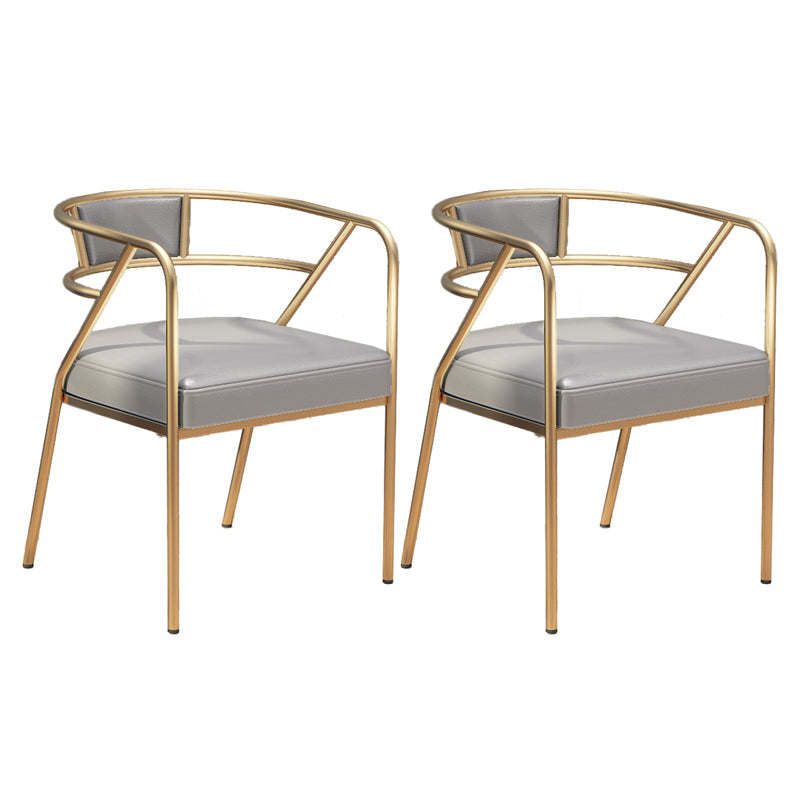 Glam Style Dining Chair Open Back Indoor Side Chair (Set of 2) Light Gray 2 Piece Set Brass Gold Clearhalo 'Dining Chairs' 'Dining Tables & Seating' 'dining_chair' 'furn' 'furn_dining_chair' 'Furniture' 'furniture_dining_chair' 'Kitchen & Dining Furniture' 5044021