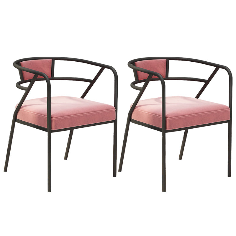 Glam Style Dining Chair Open Back Indoor Side Chair (Set of 2) Pink 2 Piece Set Black Clearhalo 'Dining Chairs' 'Dining Tables & Seating' 'dining_chair' 'furn' 'furn_dining_chair' 'Furniture' 'furniture_dining_chair' 'Kitchen & Dining Furniture' 5044023