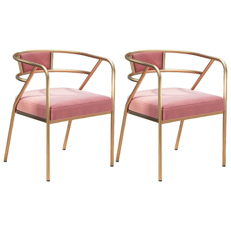 Glam Style Dining Chair Open Back Indoor Side Chair (Set of 2) Pink 2 Piece Set Brass Gold Clearhalo 'Dining Chairs' 'Dining Tables & Seating' 'dining_chair' 'furn' 'furn_dining_chair' 'Furniture' 'furniture_dining_chair' 'Kitchen & Dining Furniture' 5044025