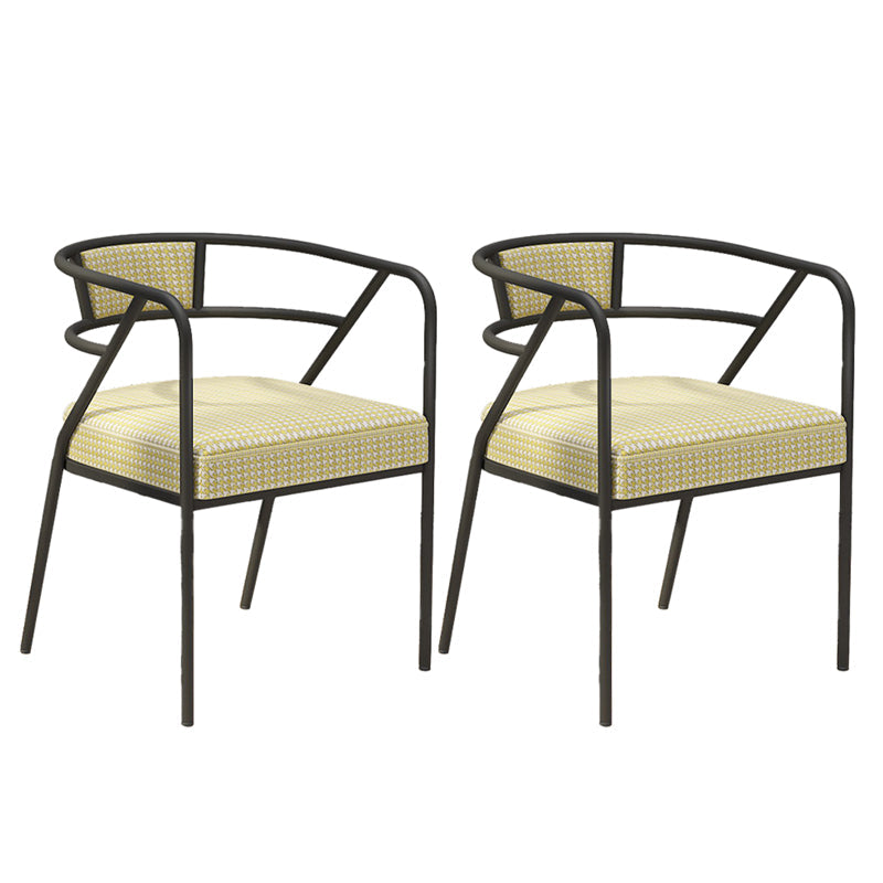 Glam Style Dining Chair Open Back Indoor Side Chair (Set of 2) Yellow 2 Piece Set Black Clearhalo 'Dining Chairs' 'Dining Tables & Seating' 'dining_chair' 'furn' 'furn_dining_chair' 'Furniture' 'furniture_dining_chair' 'Kitchen & Dining Furniture' 5044026