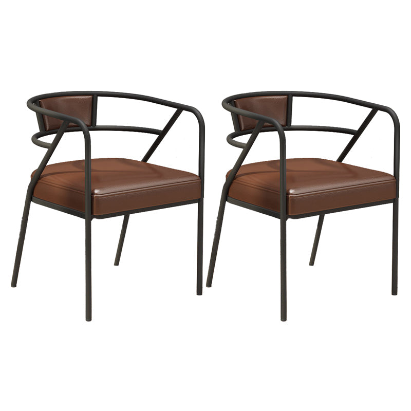 Glam Style Dining Chair Open Back Indoor Side Chair (Set of 2) Brown 2 Piece Set Black Clearhalo 'Dining Chairs' 'Dining Tables & Seating' 'dining_chair' 'furn' 'furn_dining_chair' 'Furniture' 'furniture_dining_chair' 'Kitchen & Dining Furniture' 5044028