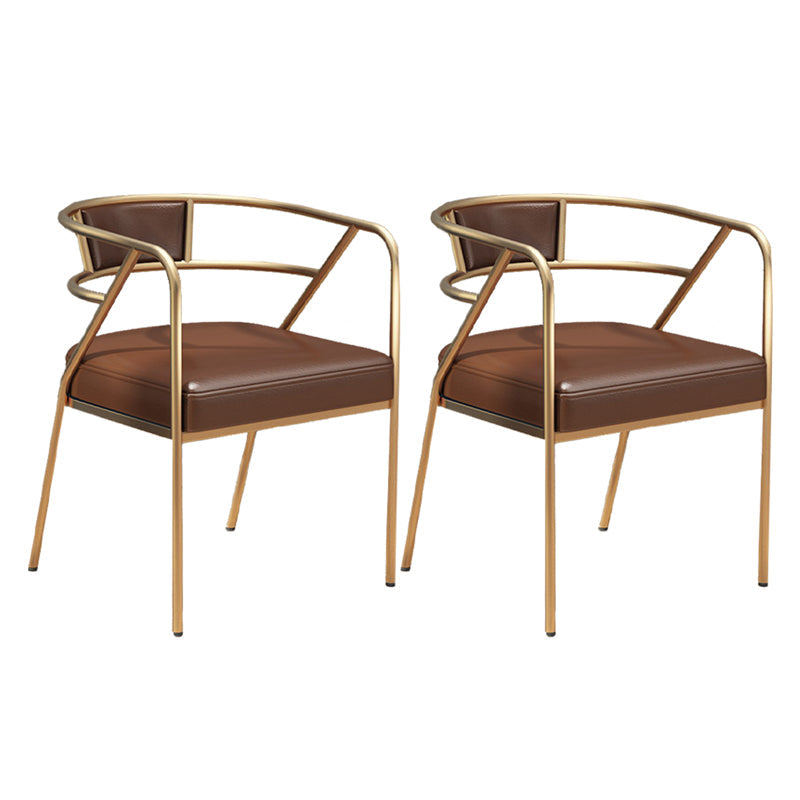 Glam Style Dining Chair Open Back Indoor Side Chair (Set of 2) Brown 2 Piece Set Brass Gold Clearhalo 'Dining Chairs' 'Dining Tables & Seating' 'dining_chair' 'furn' 'furn_dining_chair' 'Furniture' 'furniture_dining_chair' 'Kitchen & Dining Furniture' 5044031