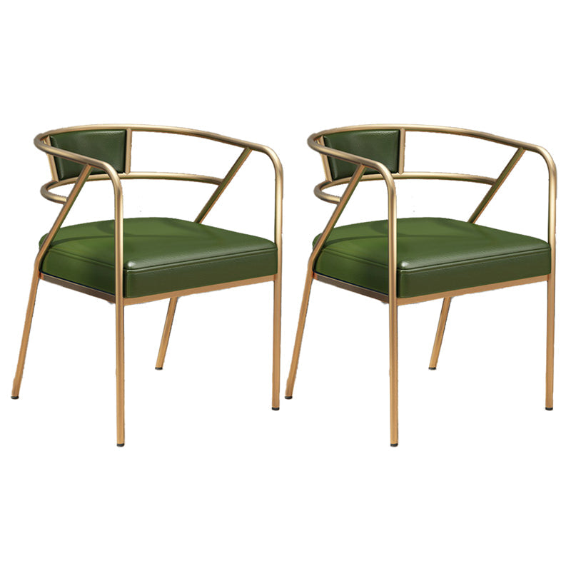Glam Style Dining Chair Open Back Indoor Side Chair (Set of 2) Green 2 Piece Set Brass Gold Clearhalo 'Dining Chairs' 'Dining Tables & Seating' 'dining_chair' 'furn' 'furn_dining_chair' 'Furniture' 'furniture_dining_chair' 'Kitchen & Dining Furniture' 5044037