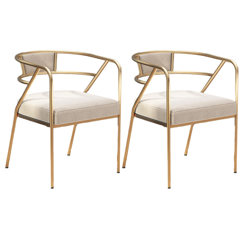 Glam Style Dining Chair Open Back Indoor Side Chair (Set of 2) Beige 2 Piece Set Brass Gold Clearhalo 'Dining Chairs' 'Dining Tables & Seating' 'dining_chair' 'furn' 'furn_dining_chair' 'Furniture' 'furniture_dining_chair' 'Kitchen & Dining Furniture' 5044039