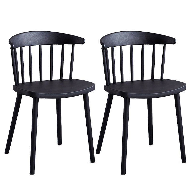 Plastic Scandinavian Armless Chair Windsor Back Indoor-Outdoor Chair Black 2 Piece Set Clearhalo 'Dining Chairs' 'Dining Tables & Seating' 'dining_chair' 'furn' 'furn_dining_chair' 'Furniture' 'furniture_dining_chair' 'Kitchen & Dining Furniture' 5044045