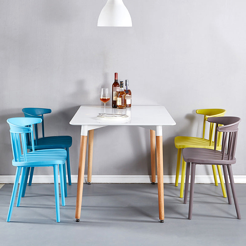 Plastic Scandinavian Armless Chair Windsor Back Indoor-Outdoor Chair Clearhalo 'Dining Chairs' 'Dining Tables & Seating' 'dining_chair' 'furn' 'furn_dining_chair' 'Furniture' 'furniture_dining_chair' 'Kitchen & Dining Furniture' 5044048