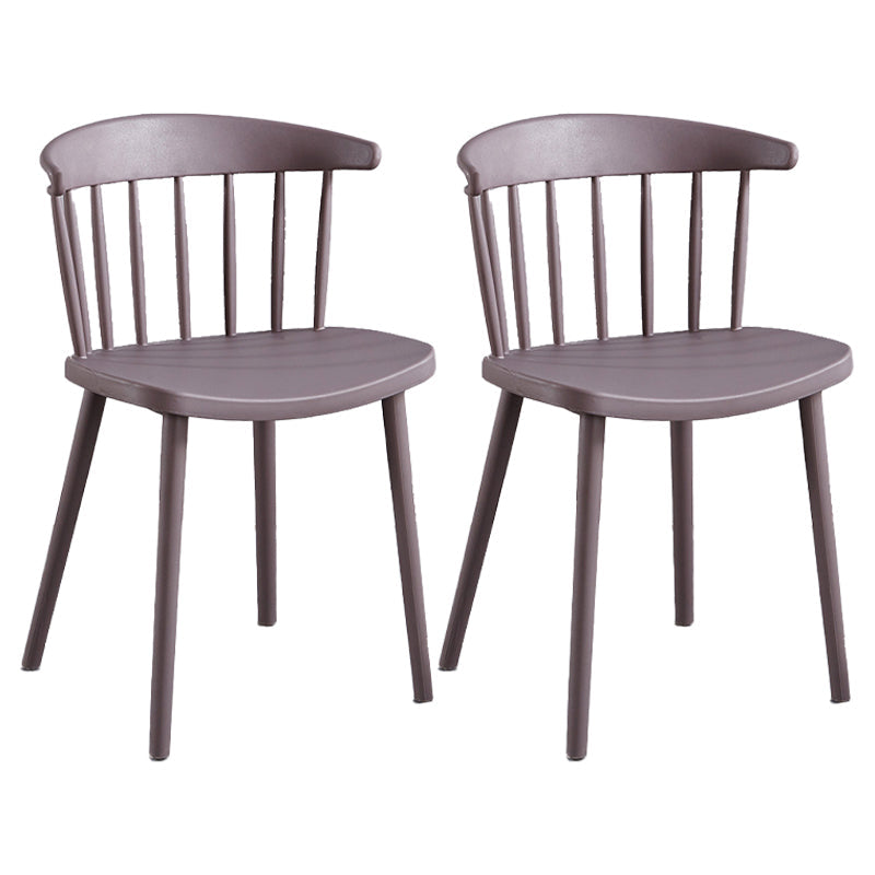 Plastic Scandinavian Armless Chair Windsor Back Indoor-Outdoor Chair Light Gray 2 Piece Set Clearhalo 'Dining Chairs' 'Dining Tables & Seating' 'dining_chair' 'furn' 'furn_dining_chair' 'Furniture' 'furniture_dining_chair' 'Kitchen & Dining Furniture' 5044049