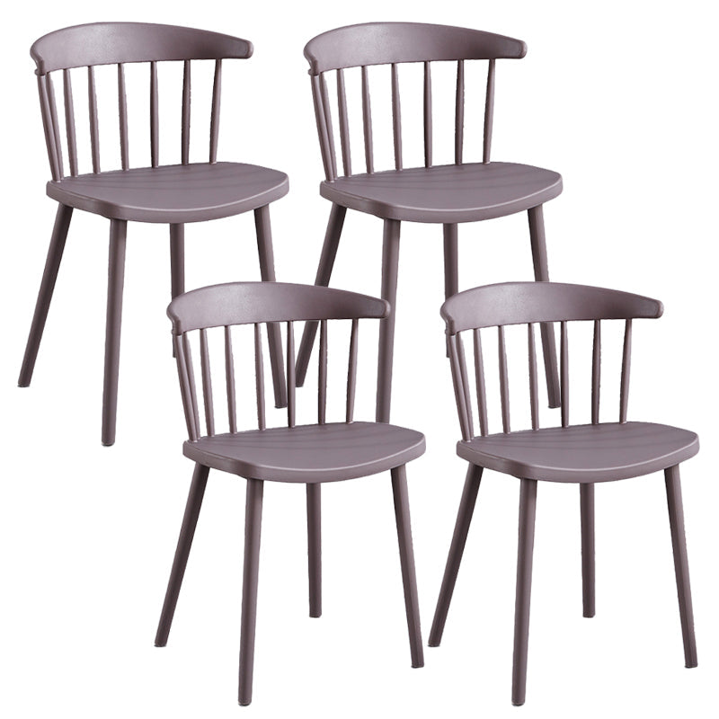 Plastic Scandinavian Armless Chair Windsor Back Indoor-Outdoor Chair Light Gray 4 Piece Set Clearhalo 'Dining Chairs' 'Dining Tables & Seating' 'dining_chair' 'furn' 'furn_dining_chair' 'Furniture' 'furniture_dining_chair' 'Kitchen & Dining Furniture' 5044051
