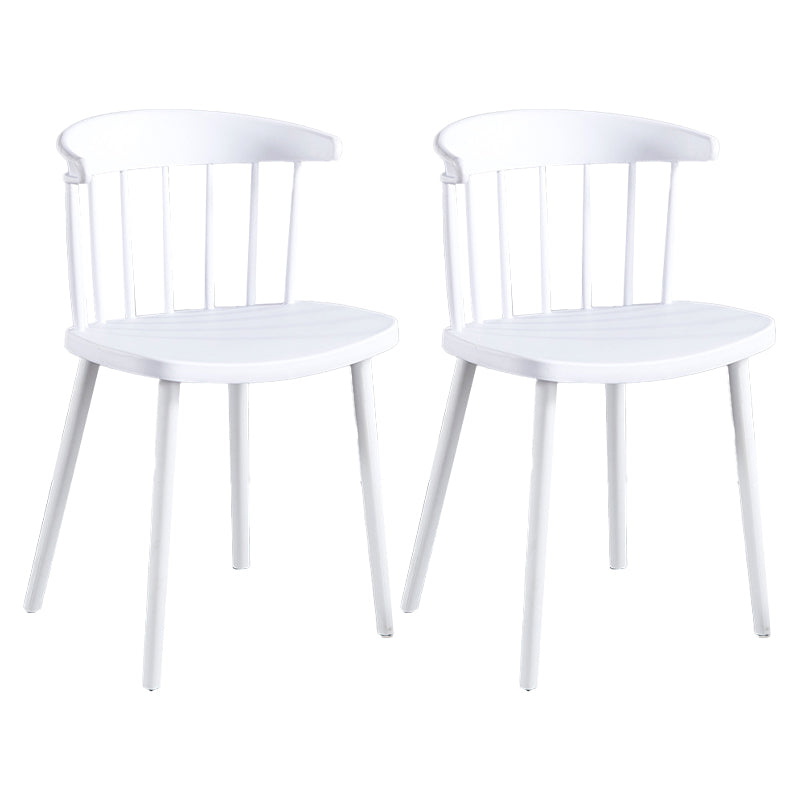 Plastic Scandinavian Armless Chair Windsor Back Indoor-Outdoor Chair White 2 Piece Set Clearhalo 'Dining Chairs' 'Dining Tables & Seating' 'dining_chair' 'furn' 'furn_dining_chair' 'Furniture' 'furniture_dining_chair' 'Kitchen & Dining Furniture' 5044053