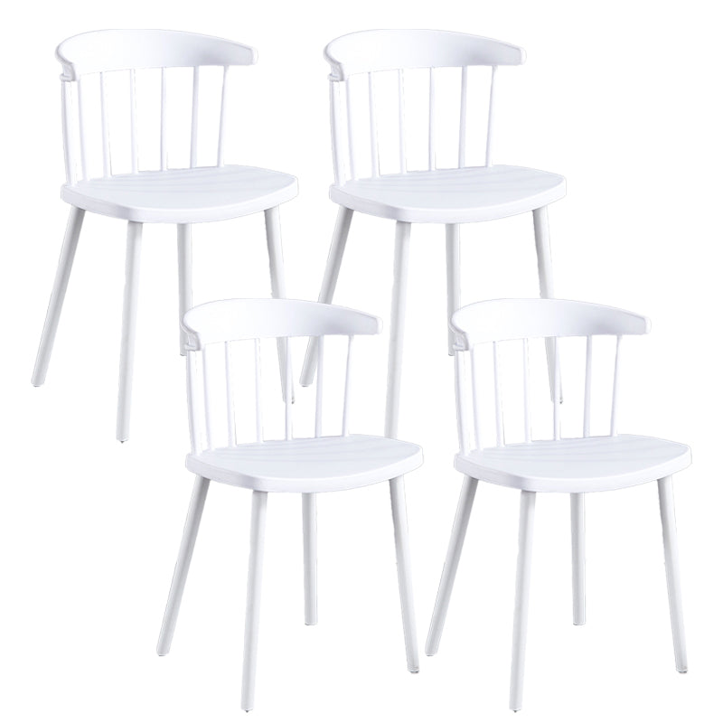 Plastic Scandinavian Armless Chair Windsor Back Indoor-Outdoor Chair White 4 Piece Set Clearhalo 'Dining Chairs' 'Dining Tables & Seating' 'dining_chair' 'furn' 'furn_dining_chair' 'Furniture' 'furniture_dining_chair' 'Kitchen & Dining Furniture' 5044055