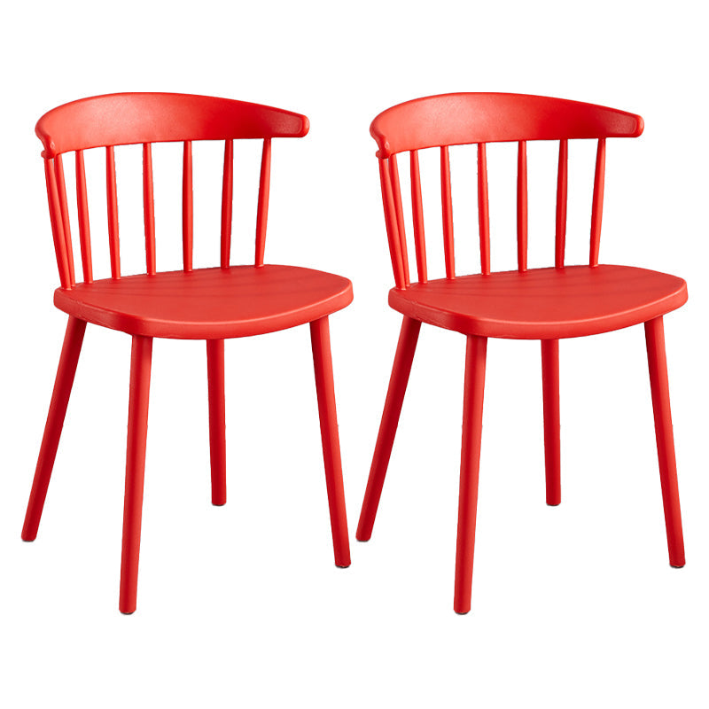Plastic Scandinavian Armless Chair Windsor Back Indoor-Outdoor Chair Red 2 Piece Set Clearhalo 'Dining Chairs' 'Dining Tables & Seating' 'dining_chair' 'furn' 'furn_dining_chair' 'Furniture' 'furniture_dining_chair' 'Kitchen & Dining Furniture' 5044056