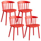 Plastic Scandinavian Armless Chair Windsor Back Indoor-Outdoor Chair Red 4 Piece Set Clearhalo 'Dining Chairs' 'Dining Tables & Seating' 'dining_chair' 'furn' 'furn_dining_chair' 'Furniture' 'furniture_dining_chair' 'Kitchen & Dining Furniture' 5044059