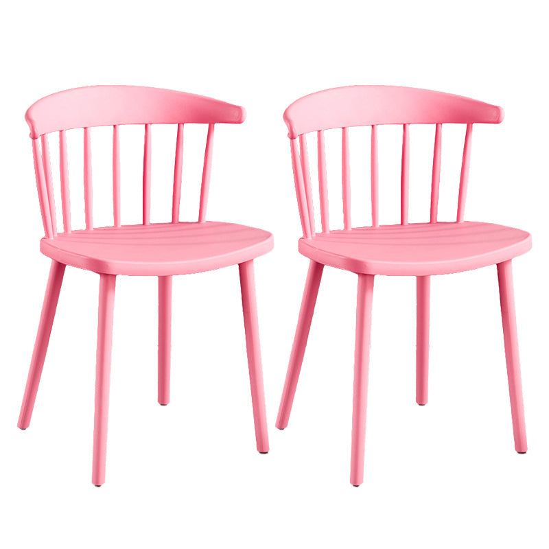 Plastic Scandinavian Armless Chair Windsor Back Indoor-Outdoor Chair Pink 2 Piece Set Clearhalo 'Dining Chairs' 'Dining Tables & Seating' 'dining_chair' 'furn' 'furn_dining_chair' 'Furniture' 'furniture_dining_chair' 'Kitchen & Dining Furniture' 5044061