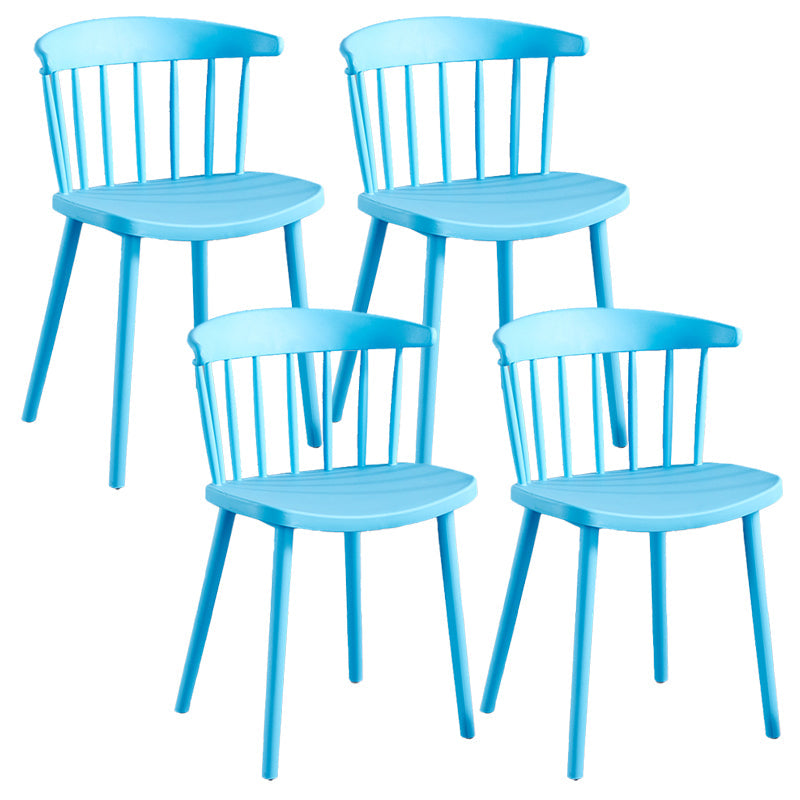 Plastic Scandinavian Armless Chair Windsor Back Indoor-Outdoor Chair Light Blue 4 Piece Set Clearhalo 'Dining Chairs' 'Dining Tables & Seating' 'dining_chair' 'furn' 'furn_dining_chair' 'Furniture' 'furniture_dining_chair' 'Kitchen & Dining Furniture' 5044070