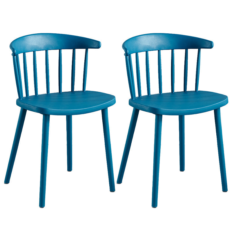Plastic Scandinavian Armless Chair Windsor Back Indoor-Outdoor Chair Lake Blue 2 Piece Set Clearhalo 'Dining Chairs' 'Dining Tables & Seating' 'dining_chair' 'furn' 'furn_dining_chair' 'Furniture' 'furniture_dining_chair' 'Kitchen & Dining Furniture' 5044072
